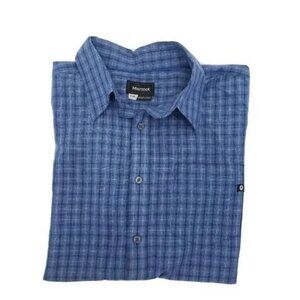 Marmot Mens Button Down Shirt Large Blue Outdoors Fishing Hiking